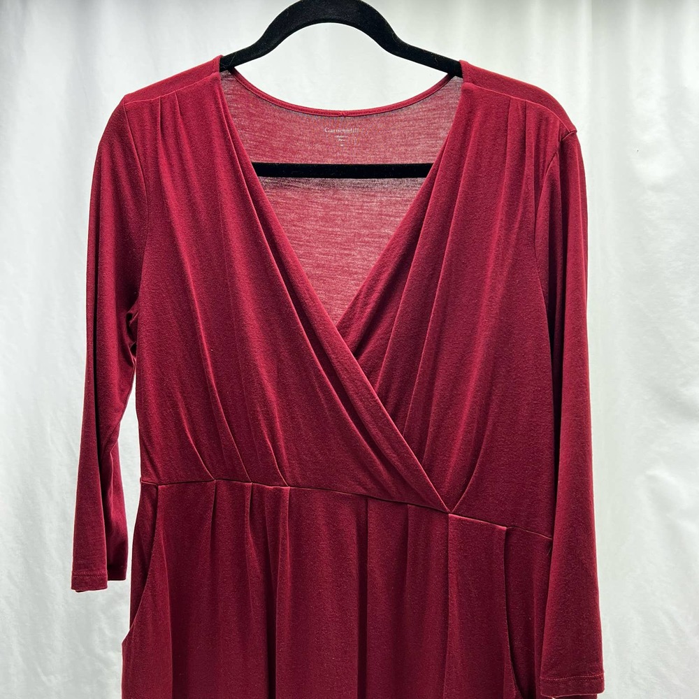 Garnet Hill Cross Front Long Sleeve Dress Pockets Pima Modal Blend Size Medium